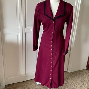 Vintage Eileen West Purple Wool Button Dress